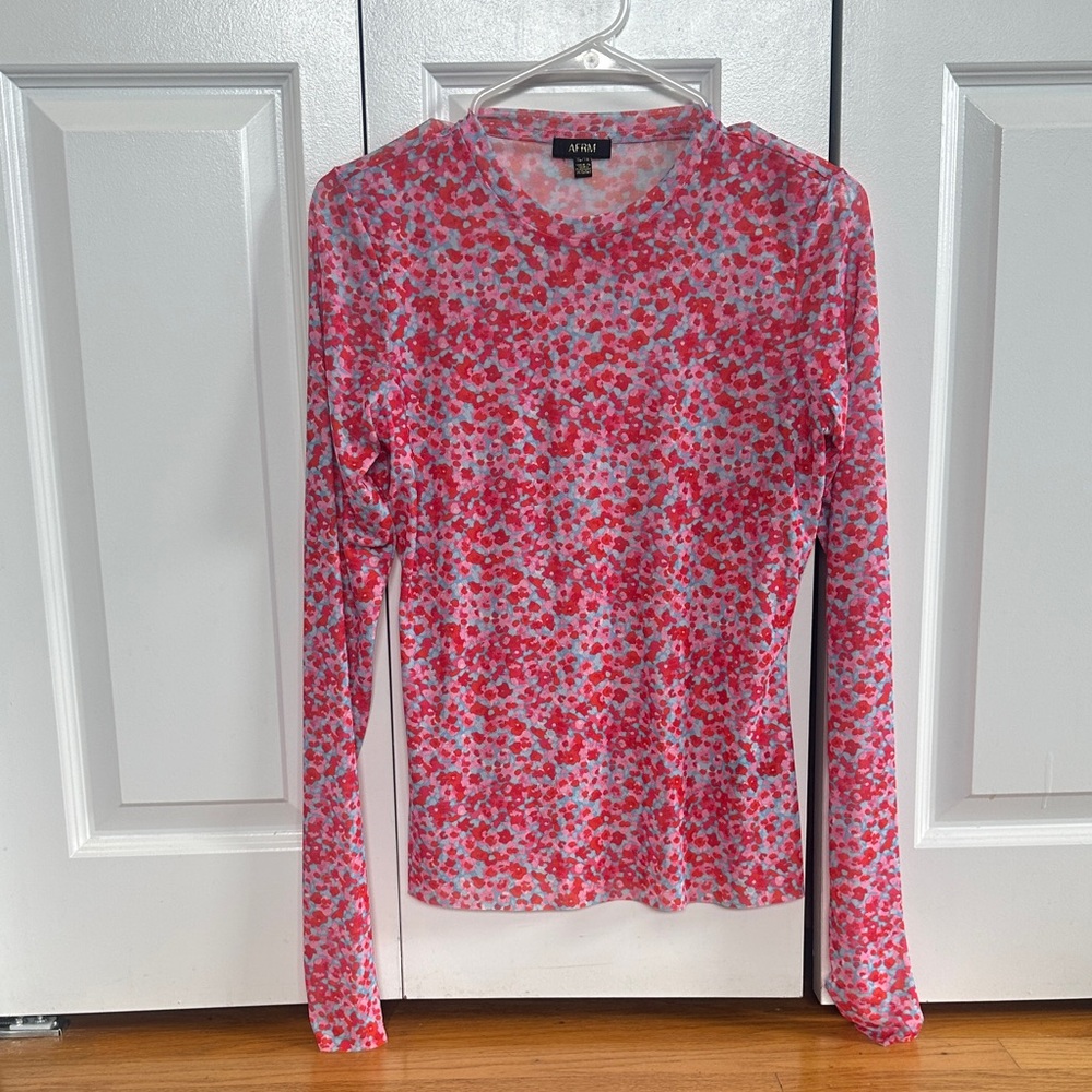 AFRM Pink Floral Long Sleeve Crewneck Top